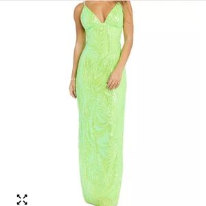Morgan & Co. Lime Sequin Maxi Skirt